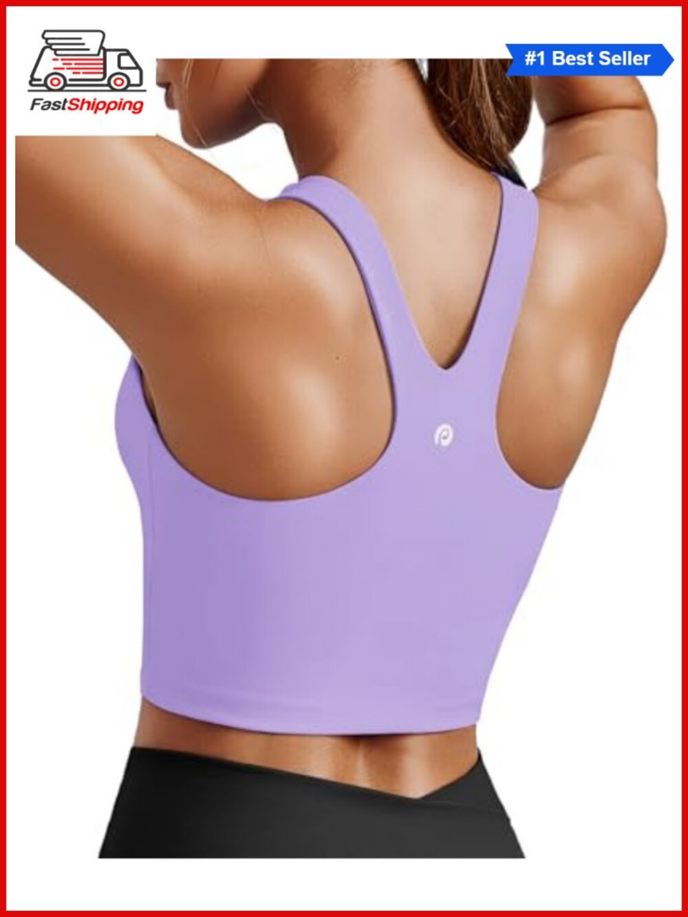PINSPARK Racerback Sports Bra High Neck Crop Workout Tank Top